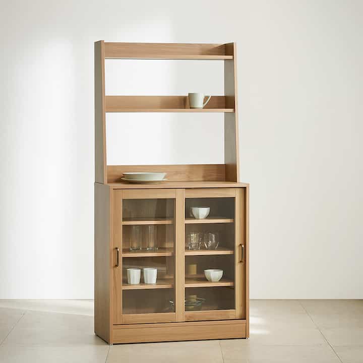 NEW GINGER キッチンガラス収納棚セット［2色］