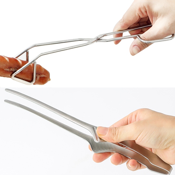 리빙스토리 1+1 스텐 고기집게 요리핀셋 트라이앵글집게 (슬림핀셋+트라이앵글집게)