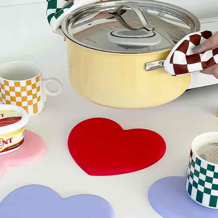 ハート シリコン 鍋敷き［3色］