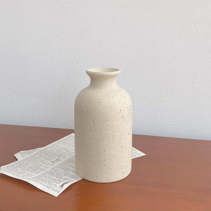 サンドベージュ セラミック フラワーベース