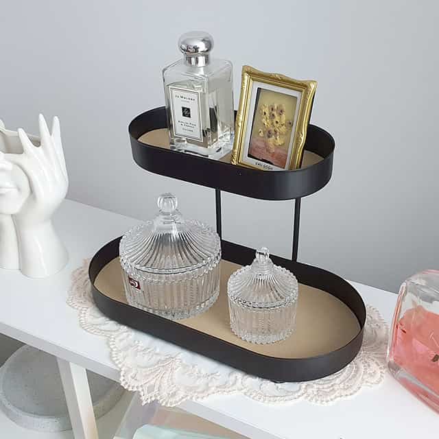 ラウンド トレイ 香水収納 2段ミニシェルフ