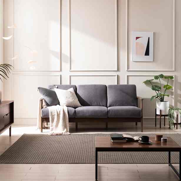 ネオ ニュータム 3人掛けファブリックソファ［3色］