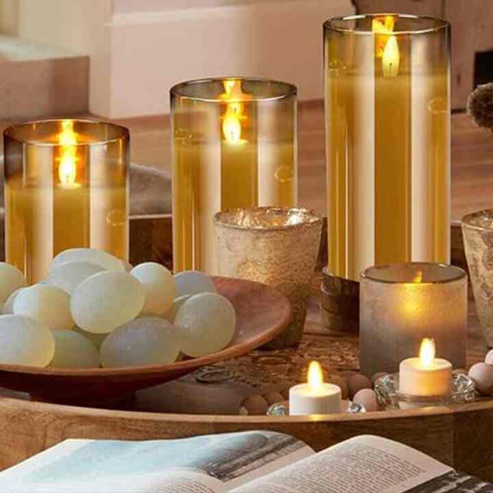 Gold Glass LED キャンドルムードライト 3種セット