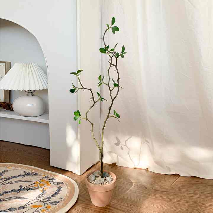 アカシア 新芽 フェイクツリー 黄土鉢付き［2種］