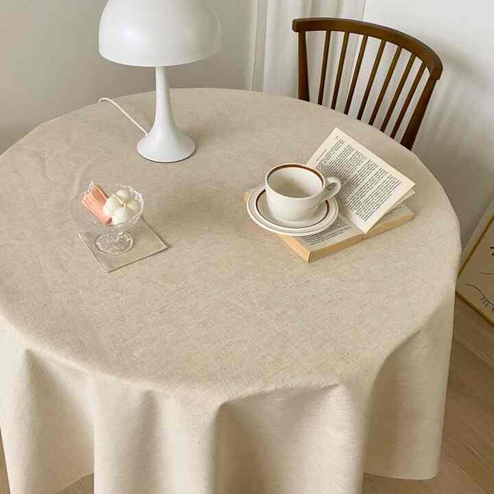 リネン オートミール 防水テーブルクロス［2種・9サイズ］