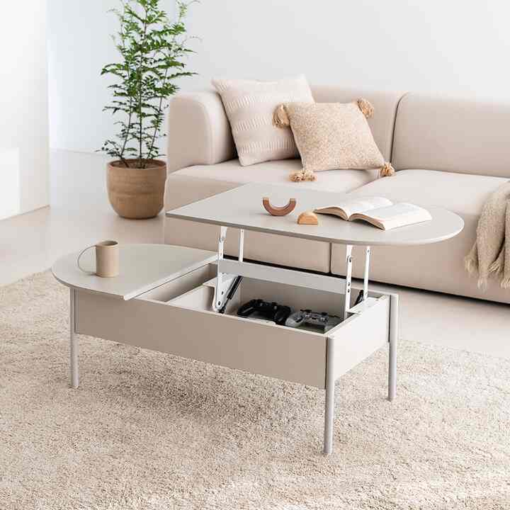 フォンド リフトアップ ラウンド テーブル 1200［2色］