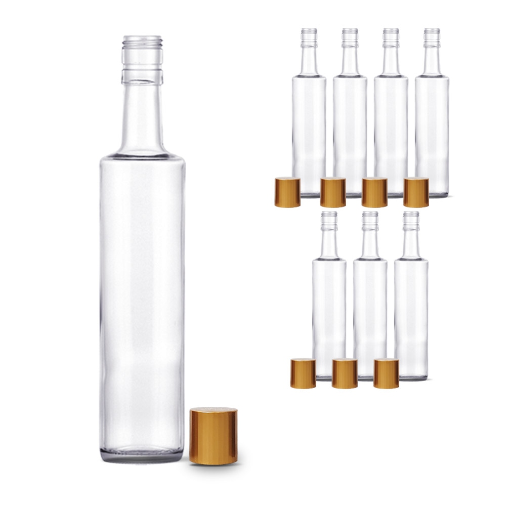 MIR 유리병 골드밀폐용기 500ml L형 스크류캡 (8개입)