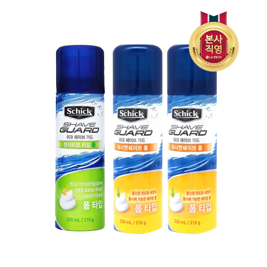 LG생활건강 쉬크 쉐이브가드 폼 220ml X 3개