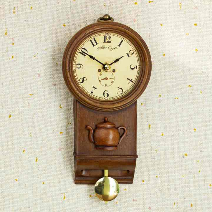 アンティーク調 ティーポット  振り子 壁掛け時計