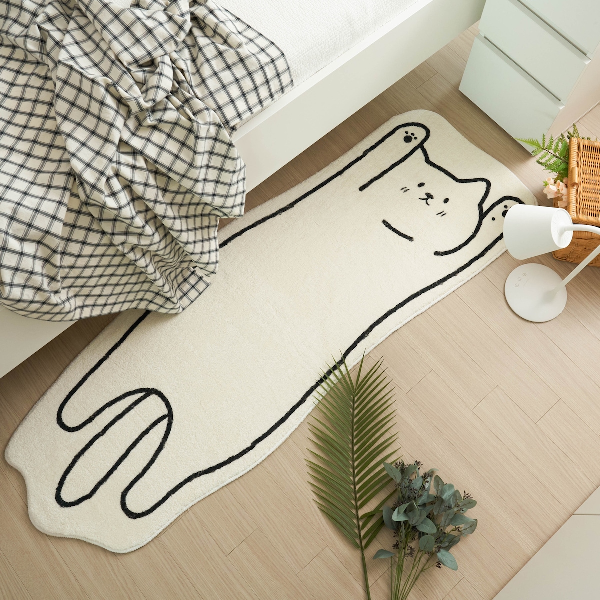 쥬앤크홈 고양이 발매트 주방매트 미끄럼방지 욕실 현관 침대 러그 극세사 아이방