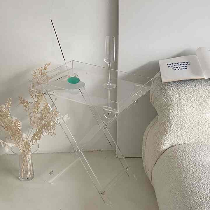 透明アクリル折り畳みサイドテーブル