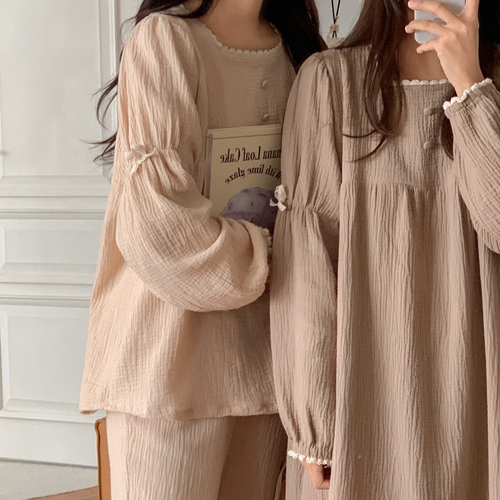 쥬니쥬 J'eu 메리앤 리본 요루면 파자마 잠옷 세트 2ps, 3color, 2size