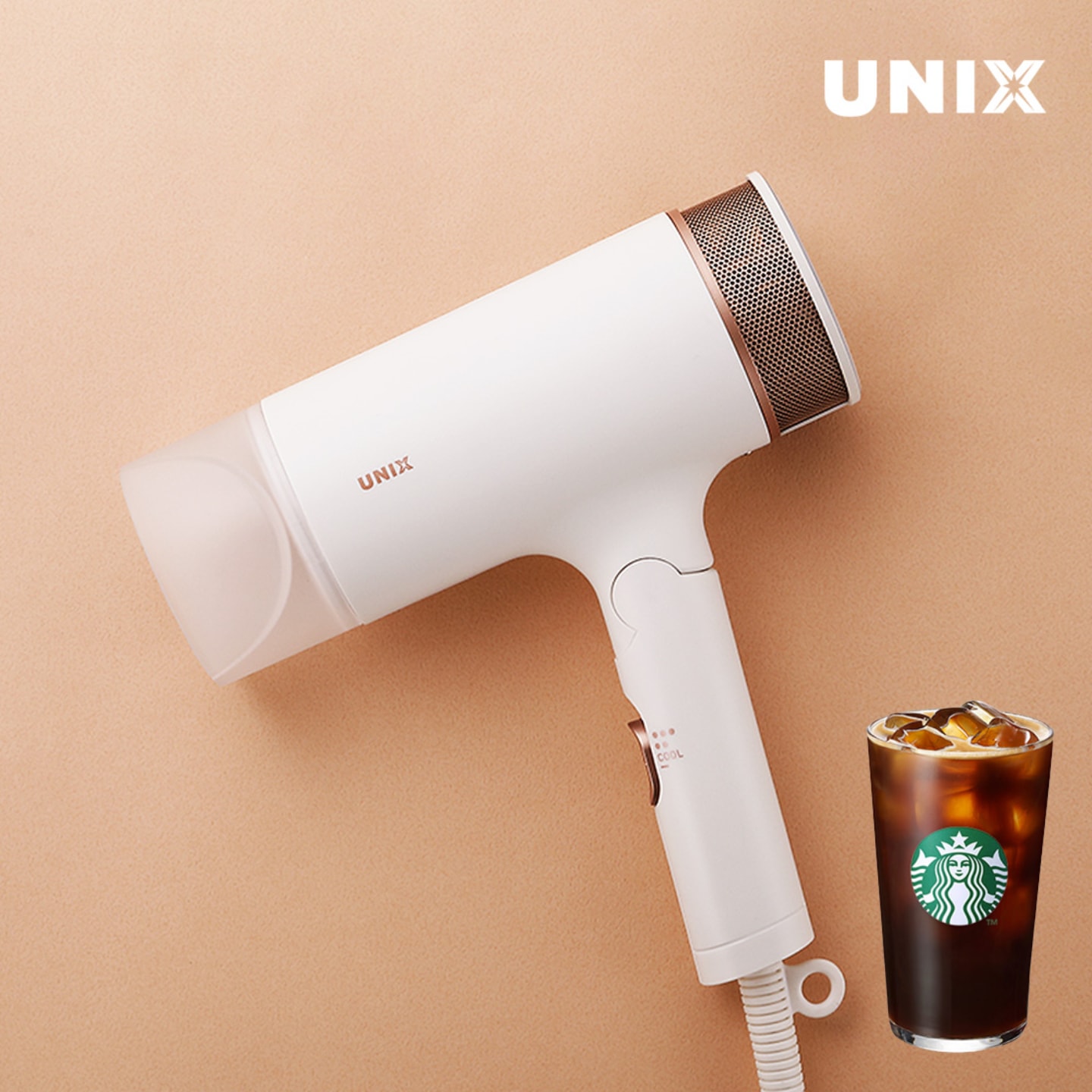 오늘의집 유닉스 메탈티 샤이골드 1700W 접이식 헤어 드라이기 UN-A1690