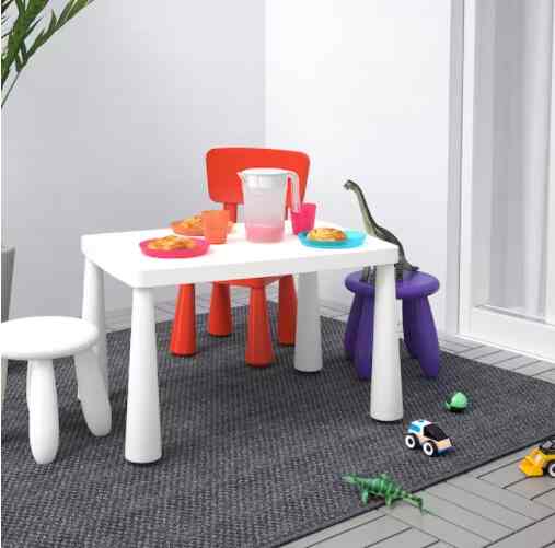 MAMMUT, Meja anak, dalam/luar ruang putih, 77x55 cm