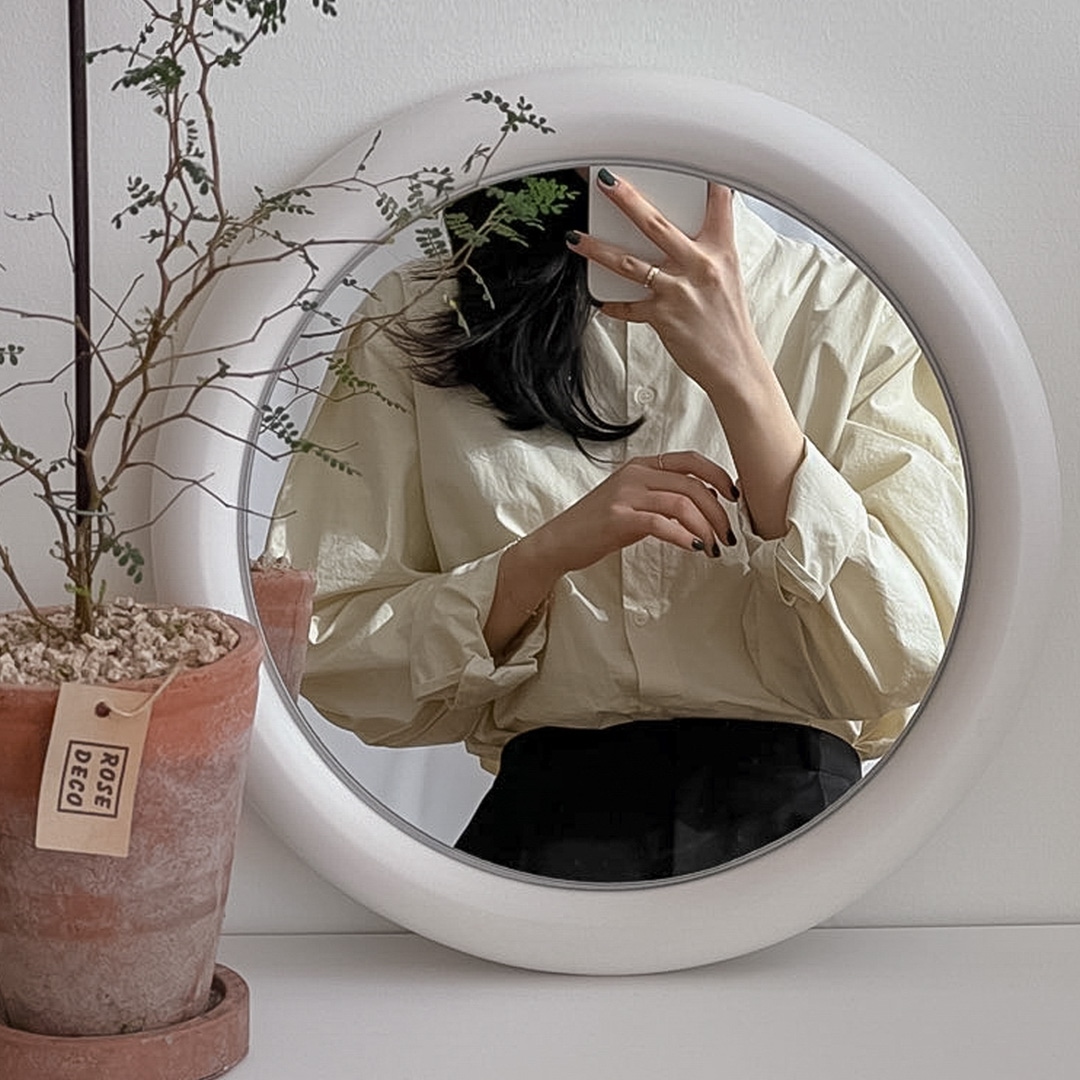 류블류샵 원형 라운드 화장대 선반 벽걸이 빈티지 거울