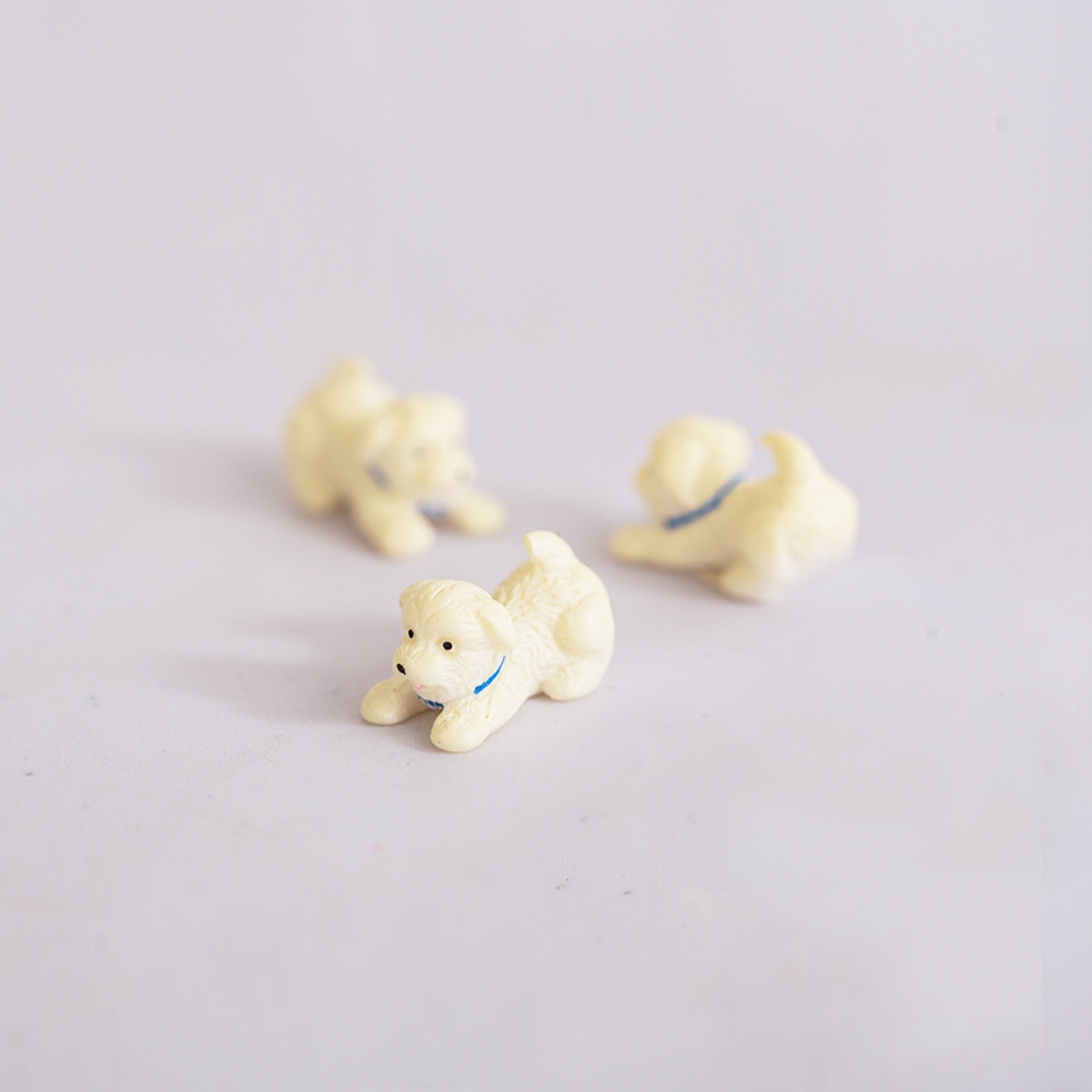엠디자인 미니 흰색 강아지 모형 3P