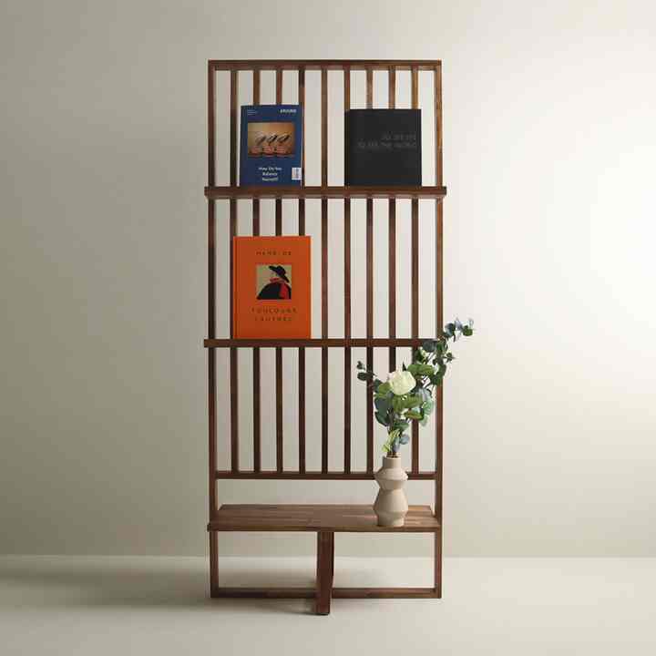 ウッド 移動式 パーテーション兼 マガジンラック