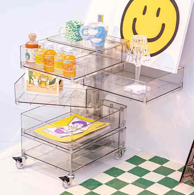 360° 回転 透明トロリー［5色］