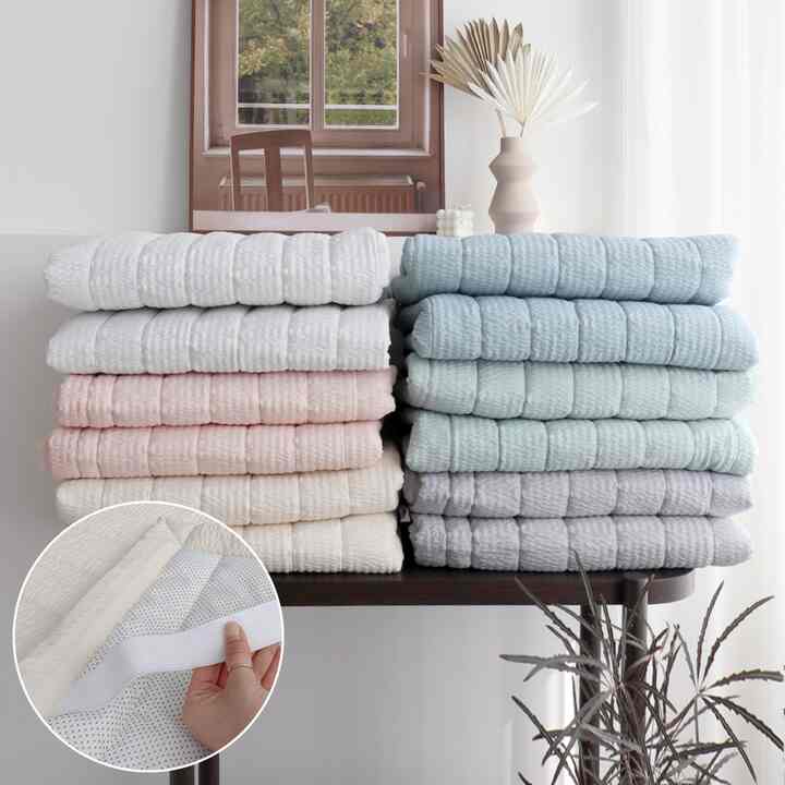 シアサッカー バンディング 夏用 ベッドパッド［6色・3サイズ］