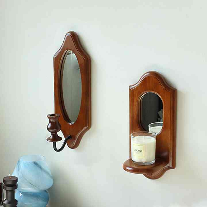 壁掛け ミラー付き キャンドルホルダー