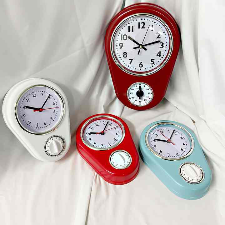 静音レトロ タイマー付き壁掛け時計［3色］