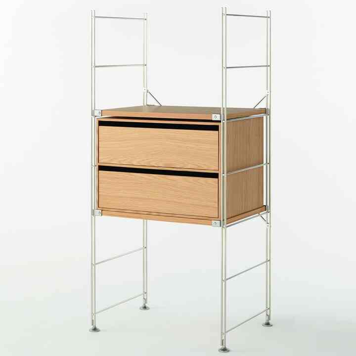 木製収納ケース･引出式･2段･ワイド【2種】【2size】