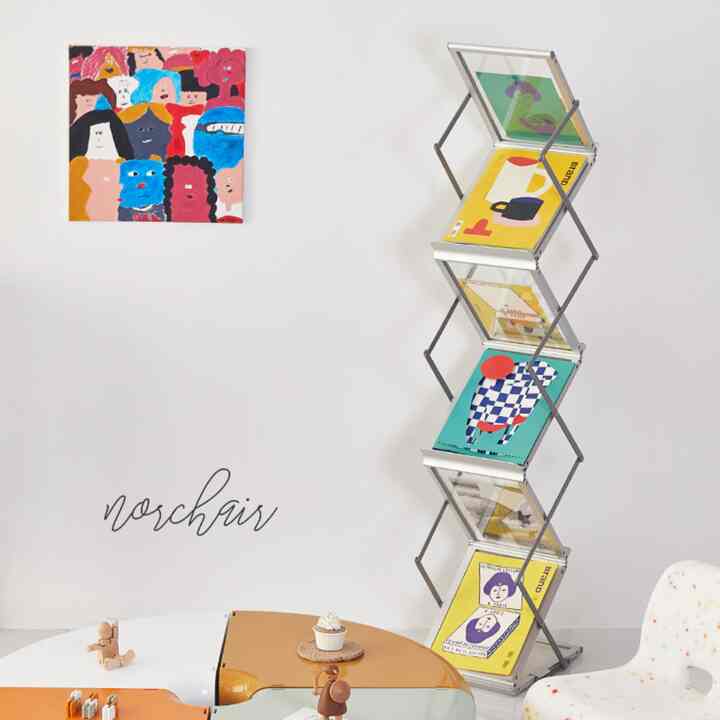 アルミ・スチール製 折りたたみ式 マガジンラック