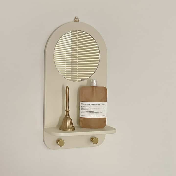 ミニマル 玄関 ミラーミニ シェルフ［3色］