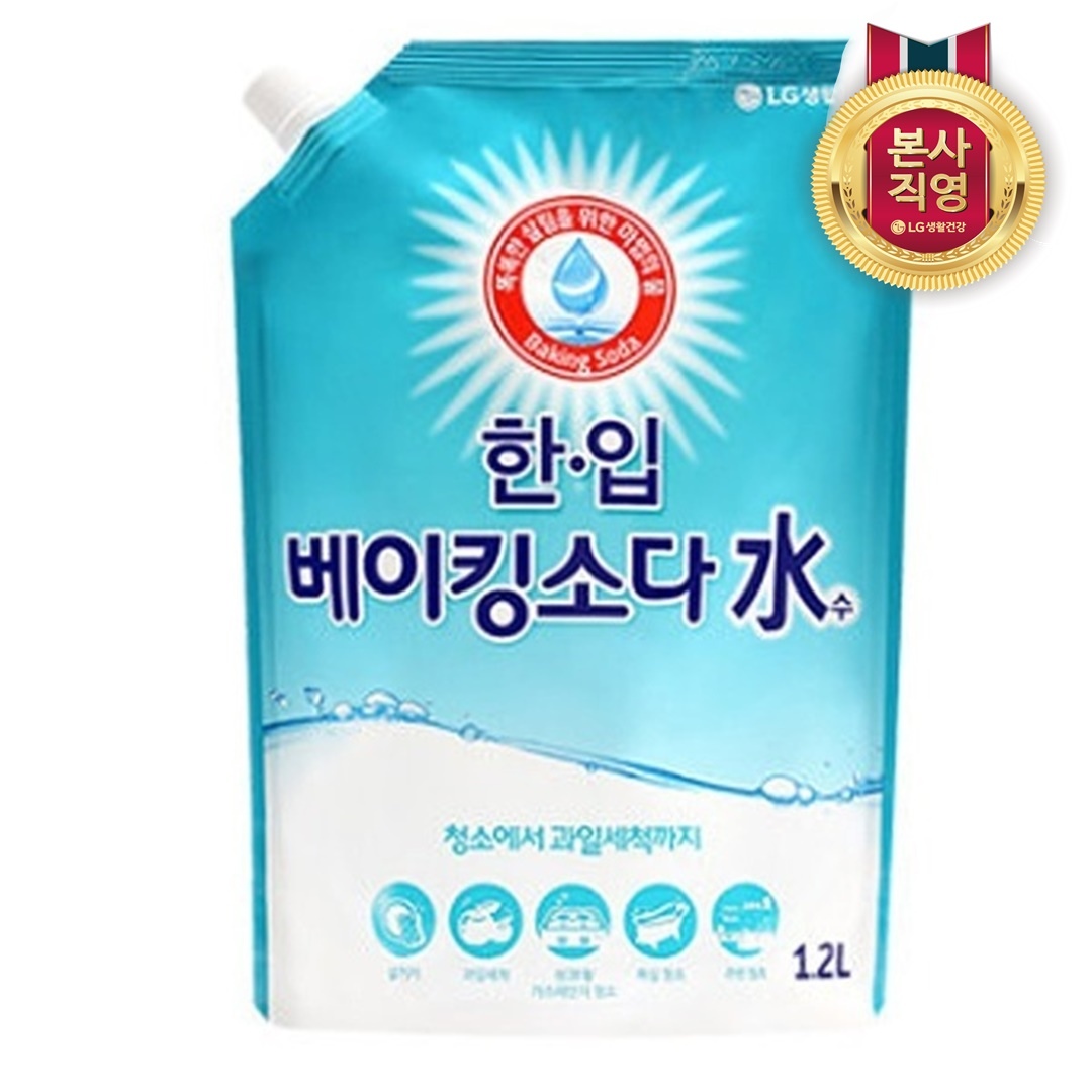 LG생활건강 한.입 베이킹 소다수 1.2L 리필 x 2개
