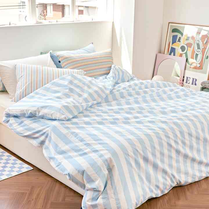Blue Stripe & Butter レイヤード布団カバーセット