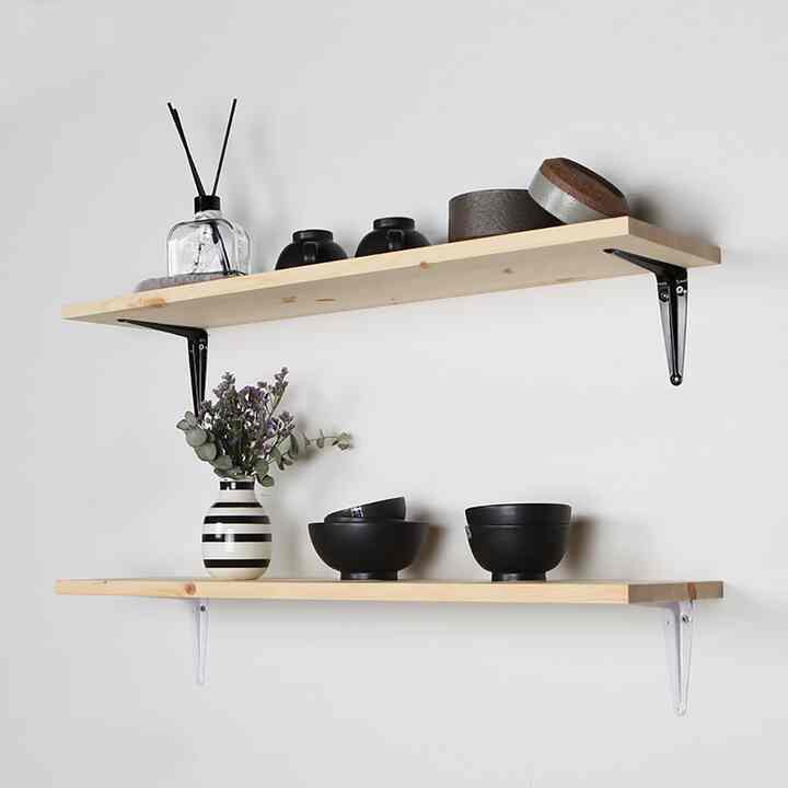 ブラケット2個・壁掛けシェルフ セット［2色・6種・9サイズ］