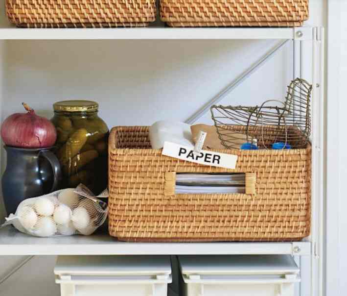 重なるラタン角型バスケット［2サイズ］