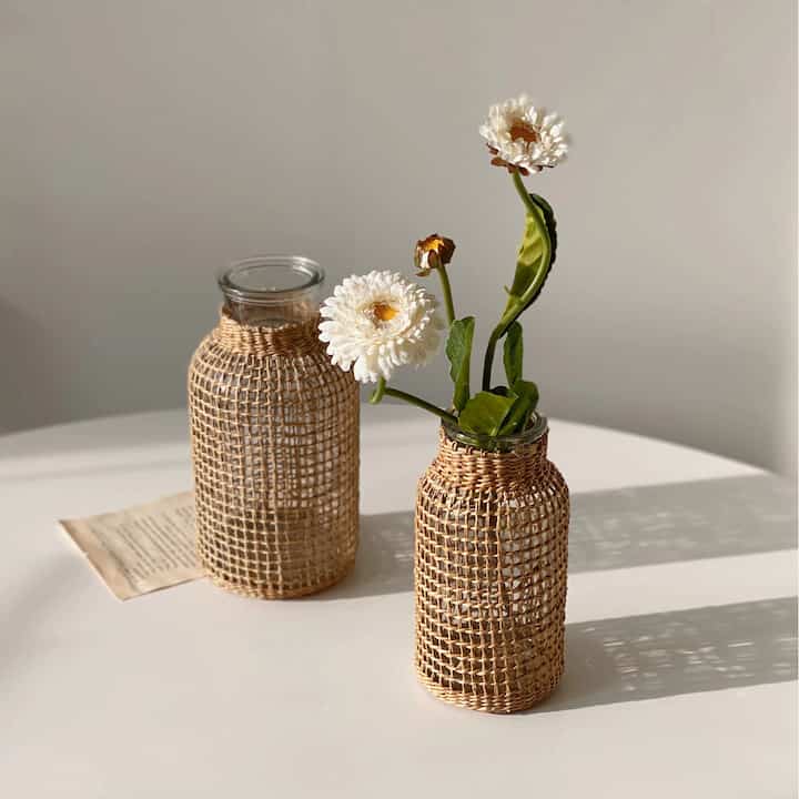 Rattan Glass Vase