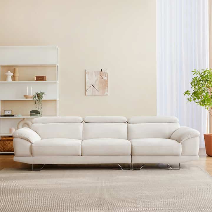 【Polocasa】 Saintdenis スウエイド ファブリック 4人掛け ソファ