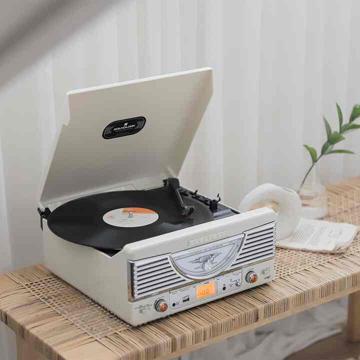 レトロBluetoothターンテーブル/LPプレイヤー SLT-7080BT