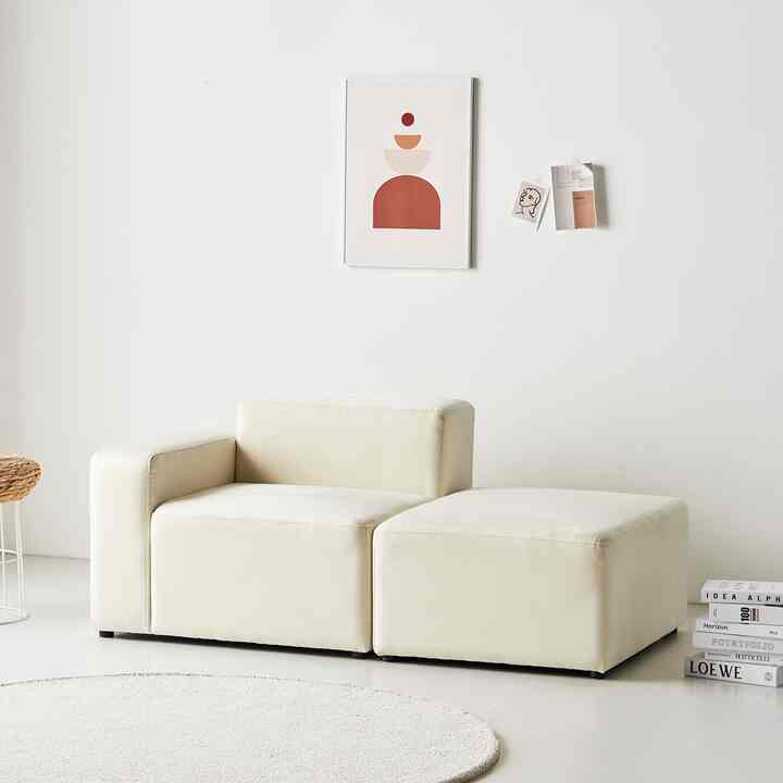 SQUARE アクアテックス 1人掛けソファ＆スツールセット［2色］