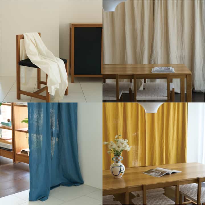 リネン目隠しカーテン［6色］