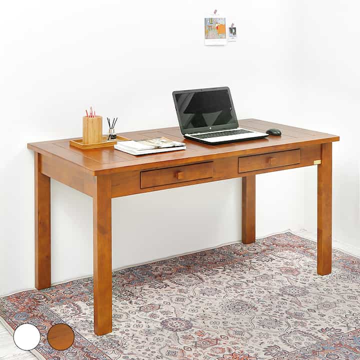 【リファービッシュ品】ラバーウッド無垢 4人掛け 1450 ダイニングテーブル［2色］