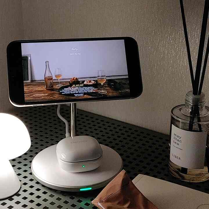 MagSafe対応 2-in-1 iPhone+Airpods ワイヤレス充電スタンド T581-F