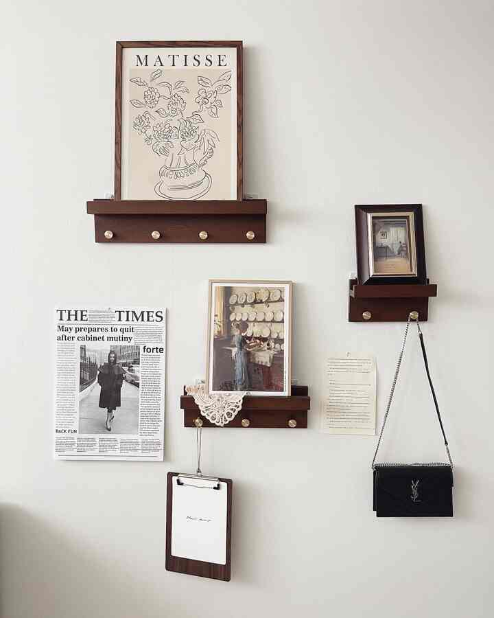 ウッドウォールシェルフ 釘不要［3色・3サイズ］