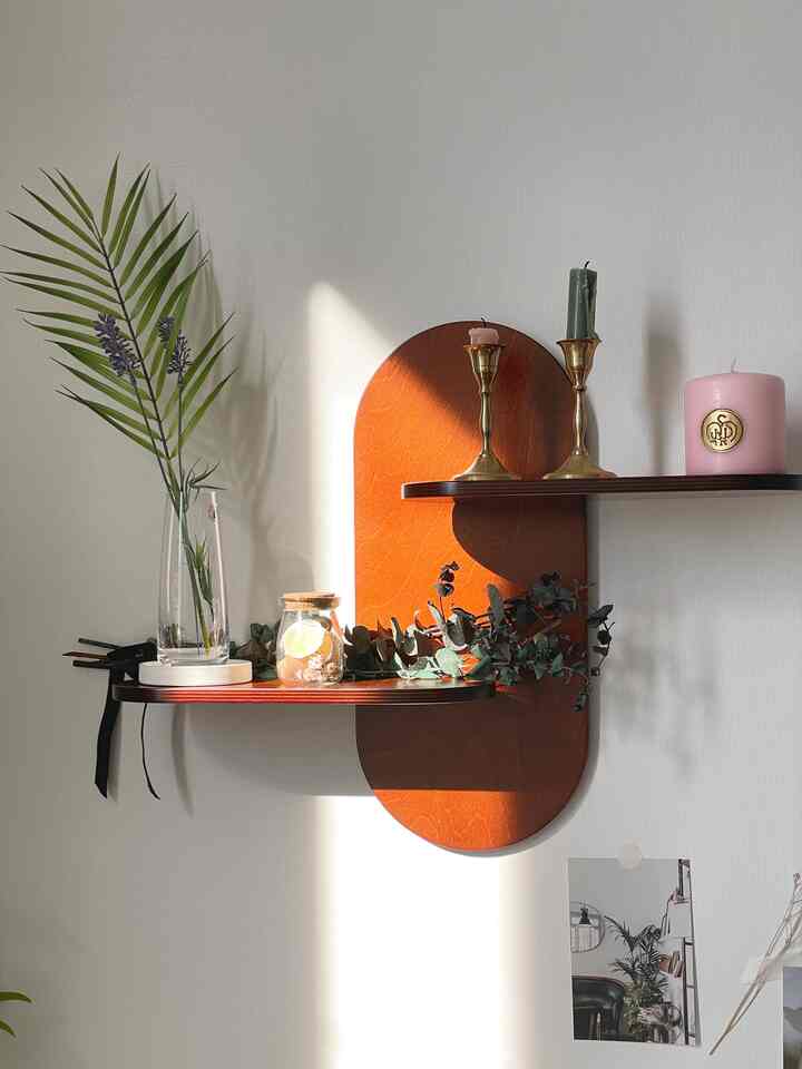 MIK 木製ウォールシェルフ アシンメトリータイプ［2色］