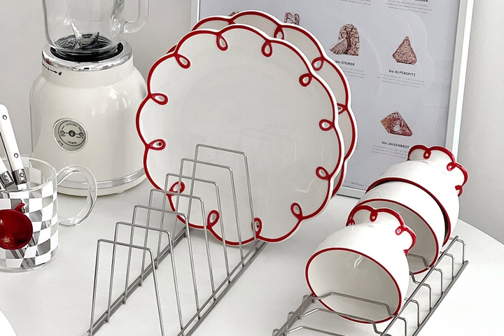 8단 클리어 스텐 그릇진열 접시꽂이 그릇정리대