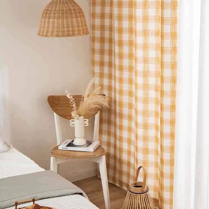 タータンチェック 目隠しカーテン［4色・3サイズ］