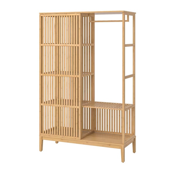 IKEA ノールドシーサ ハンガーラック IKEA NORDKISA ノールドシーサオープンワードローブ 引き戸付き 竹
