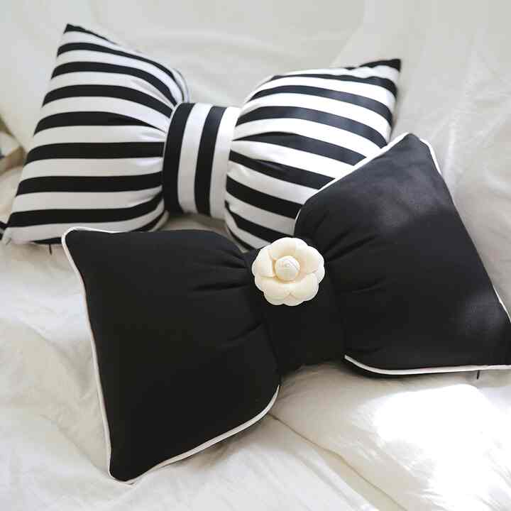 クッション リボン ストライプ