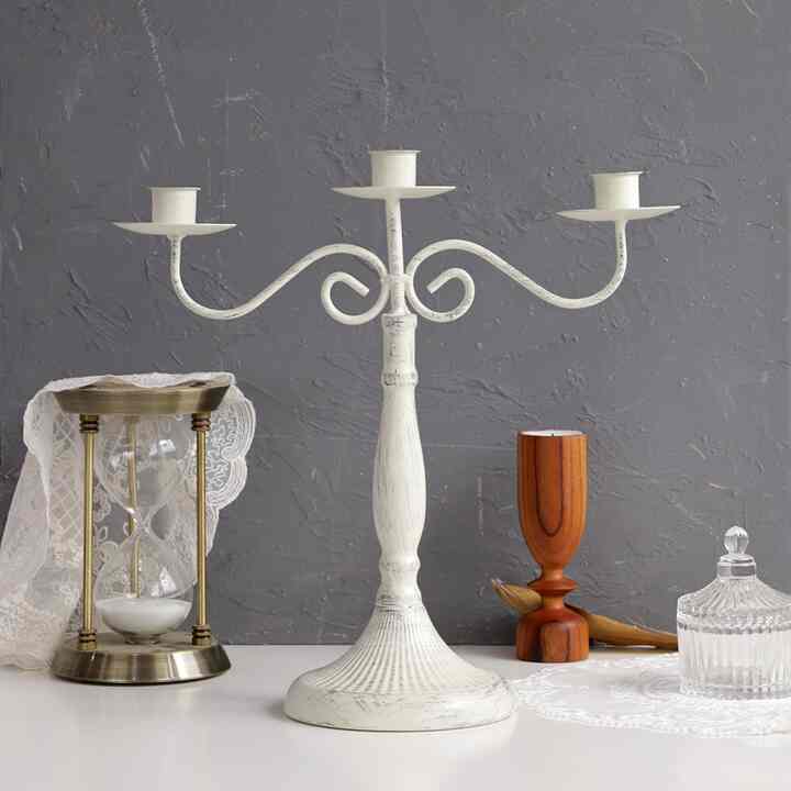 アンティーク風 スチール キャンドルホルダー 3口