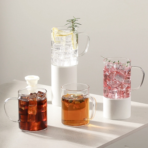유리컵·물컵 > 2+2 손잡이 물잔 아이스커피 홈카페 내열유리컵 중(400ml) | 오늘의집 쇼핑
