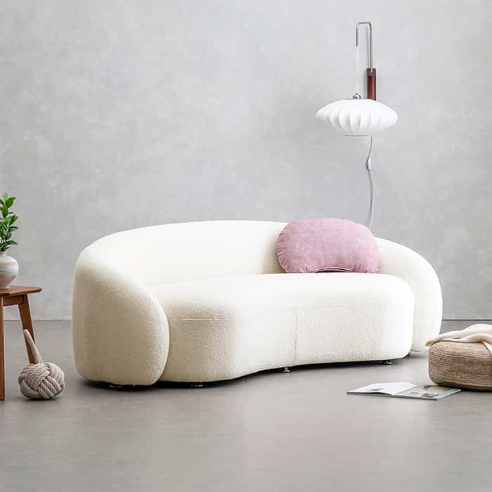 3-Seater Cream Bouclé Sofa