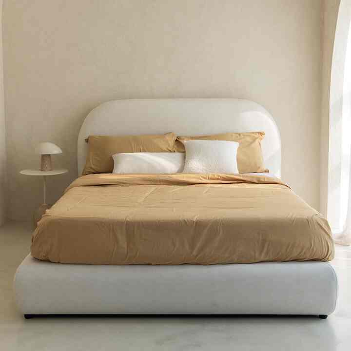 IHOP ラウンド ファブリック ベッドフレーム Q/K［22色・3サイズ］