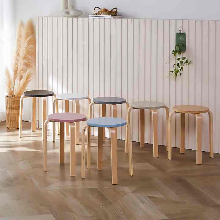 ネイチャー 天然木スツール［12色］